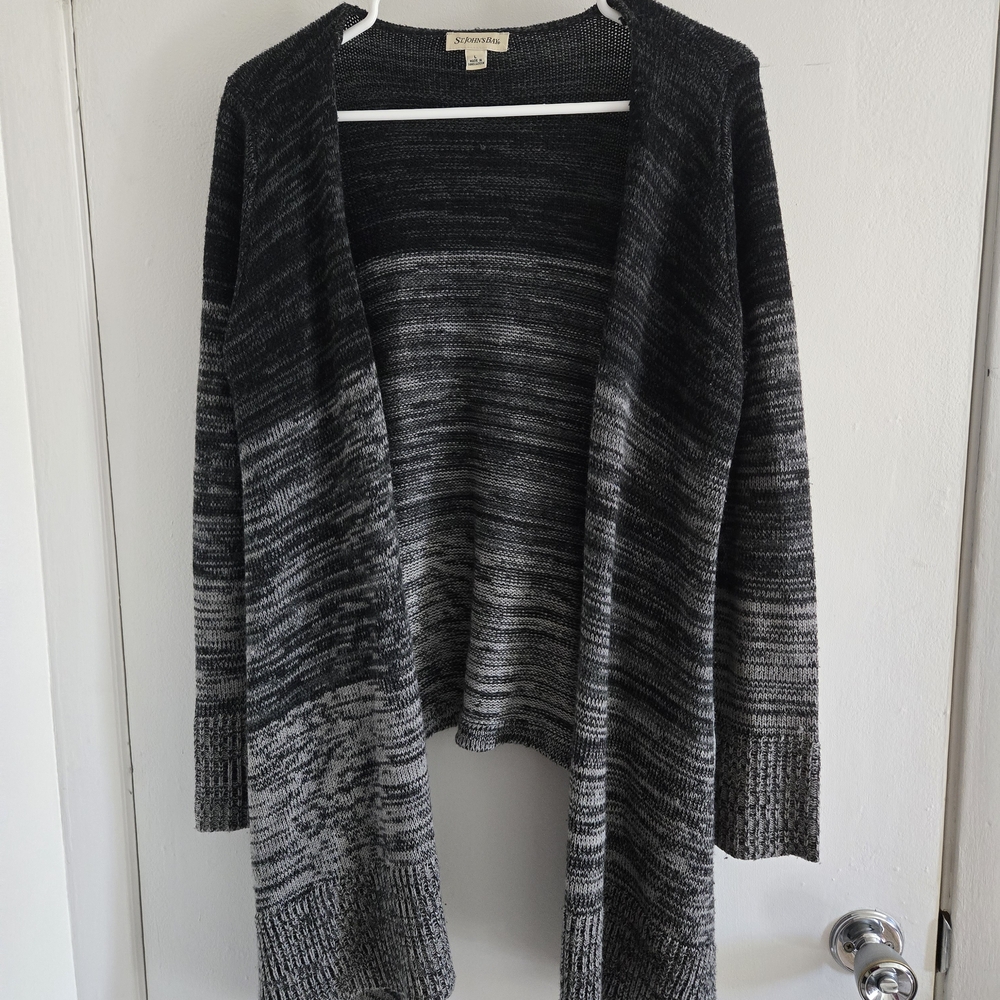 St. John's Bay Black and Gray Women's Cardigan